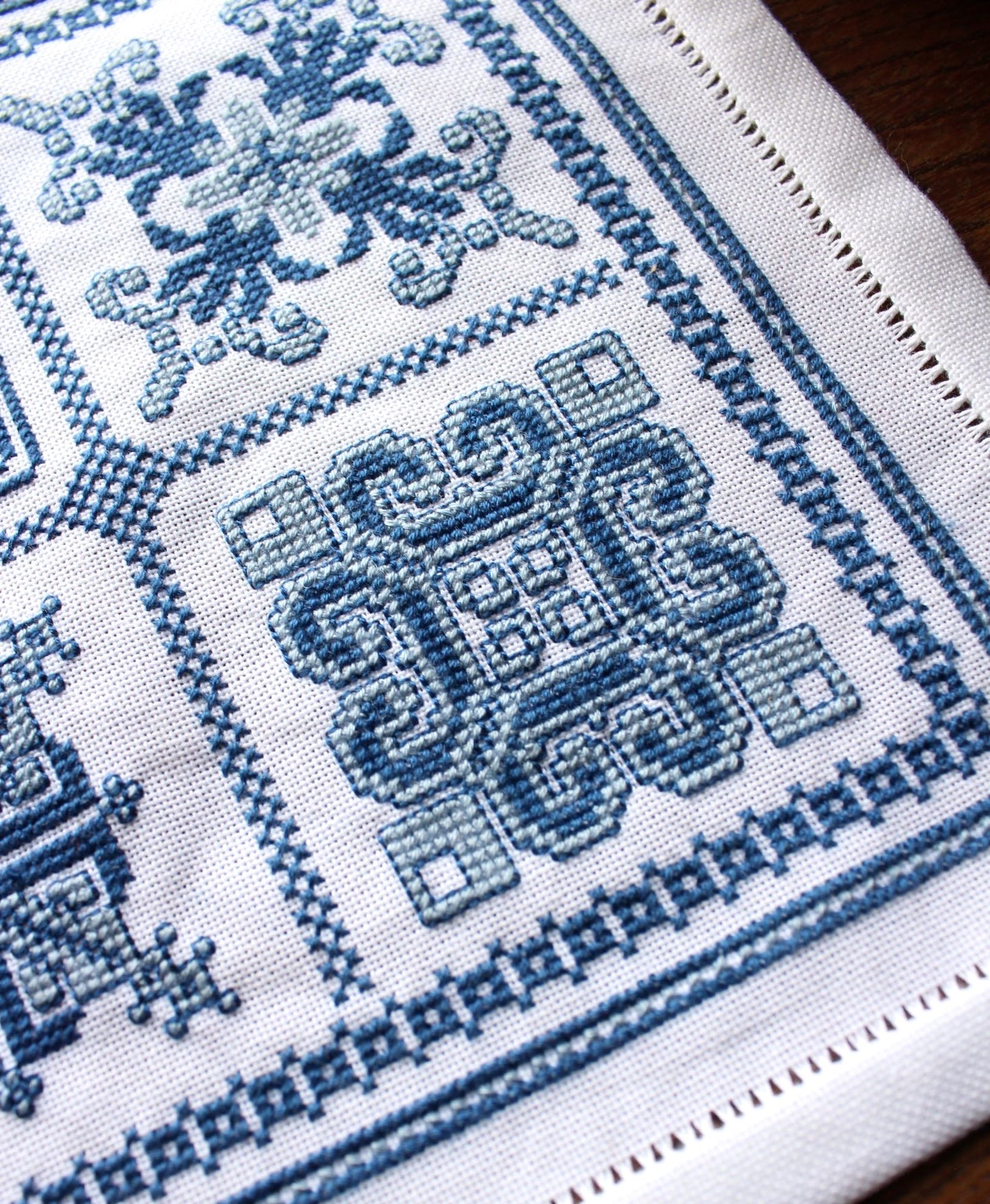 folk embroidery sampler with Mediterranean motifs