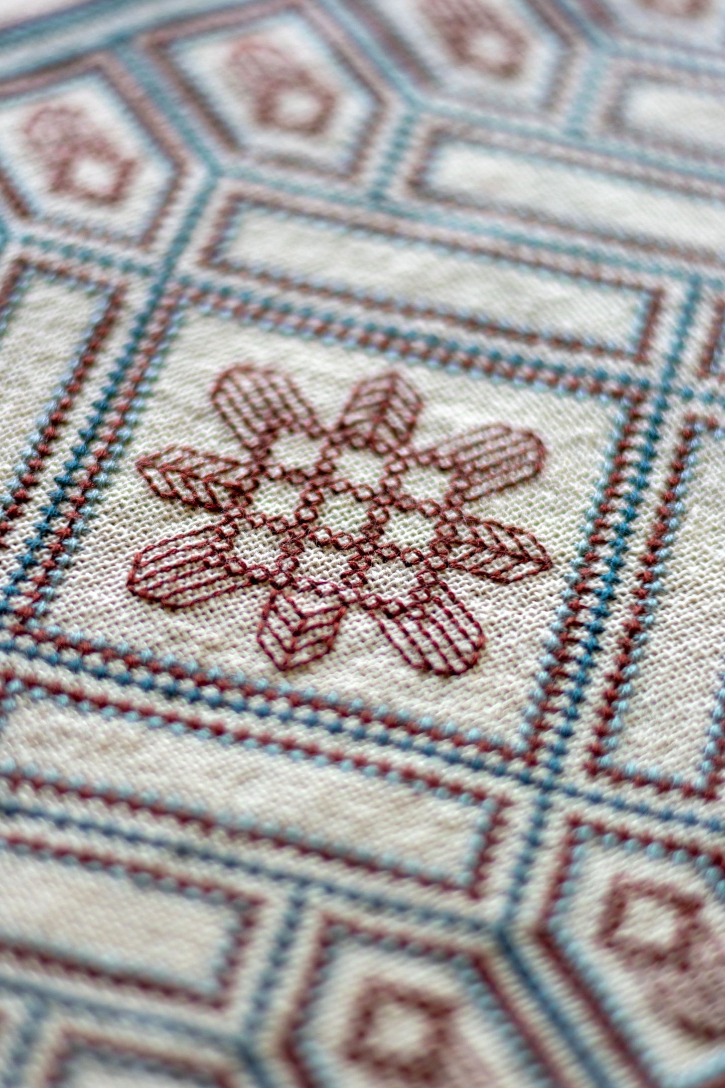 cross stitch folk embroidery table runner