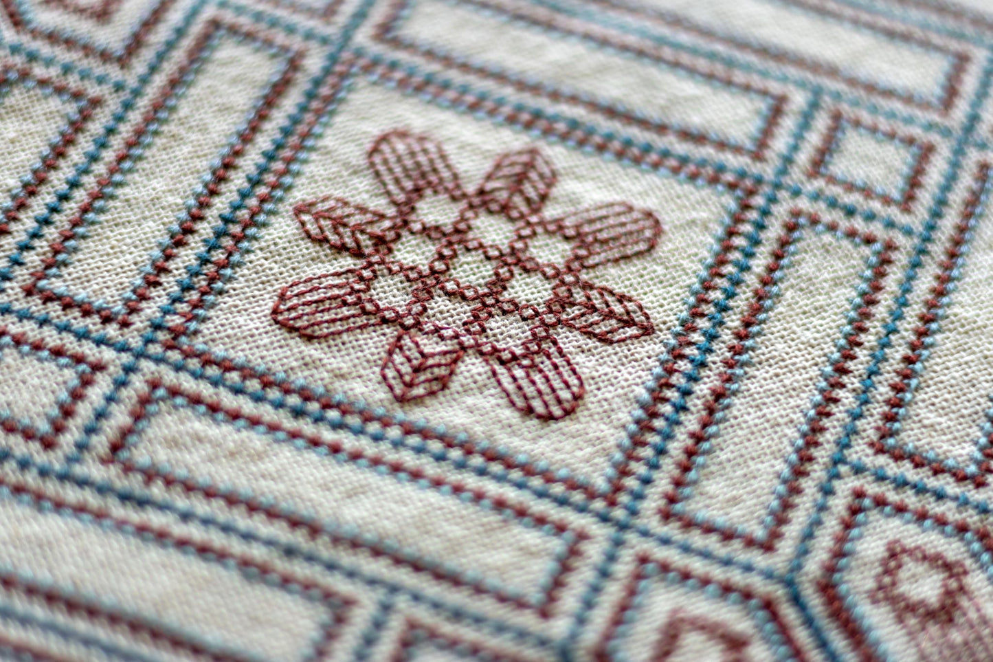 cross stitch folk embroidery table runner