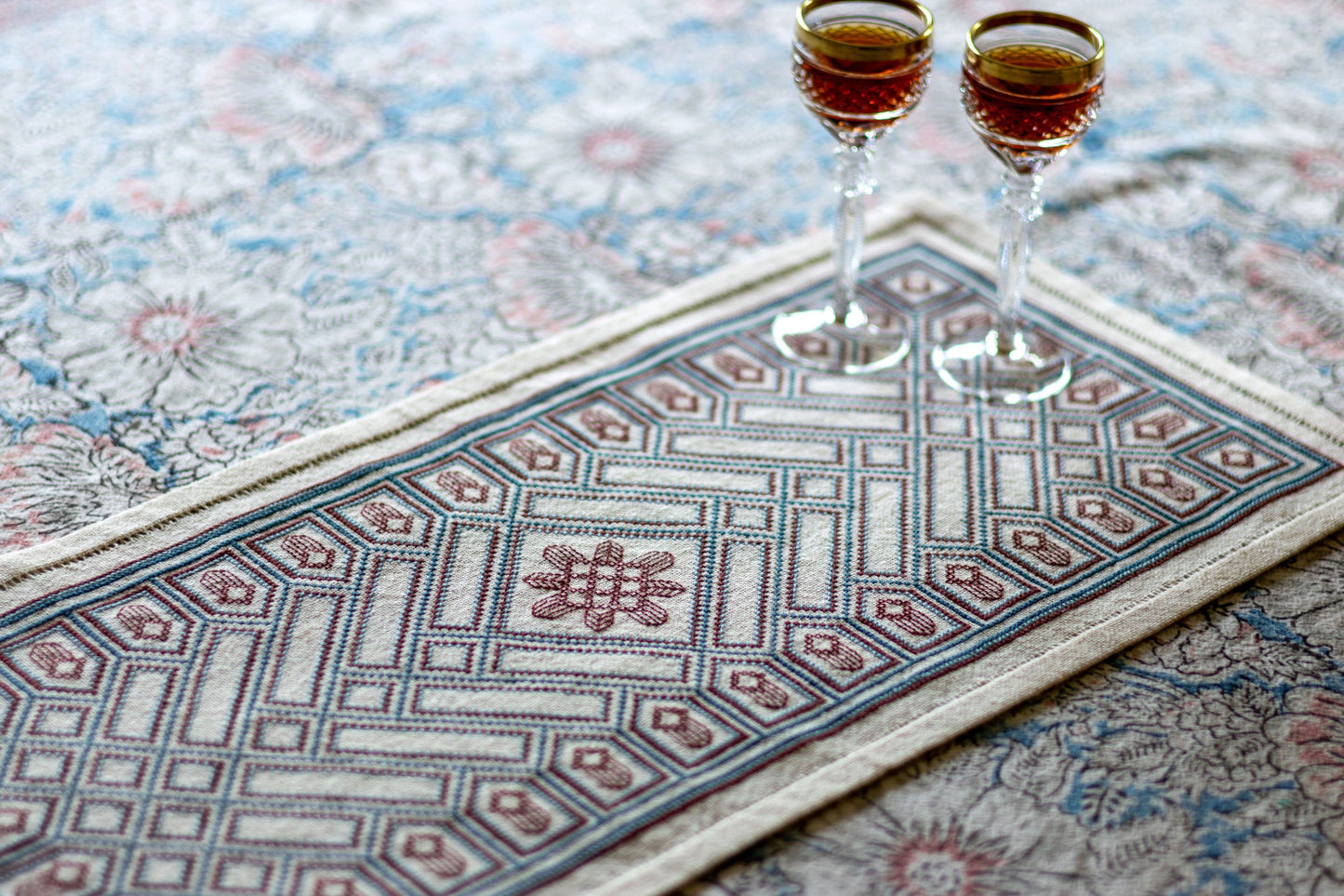 cross stitch folk embroidery table runner