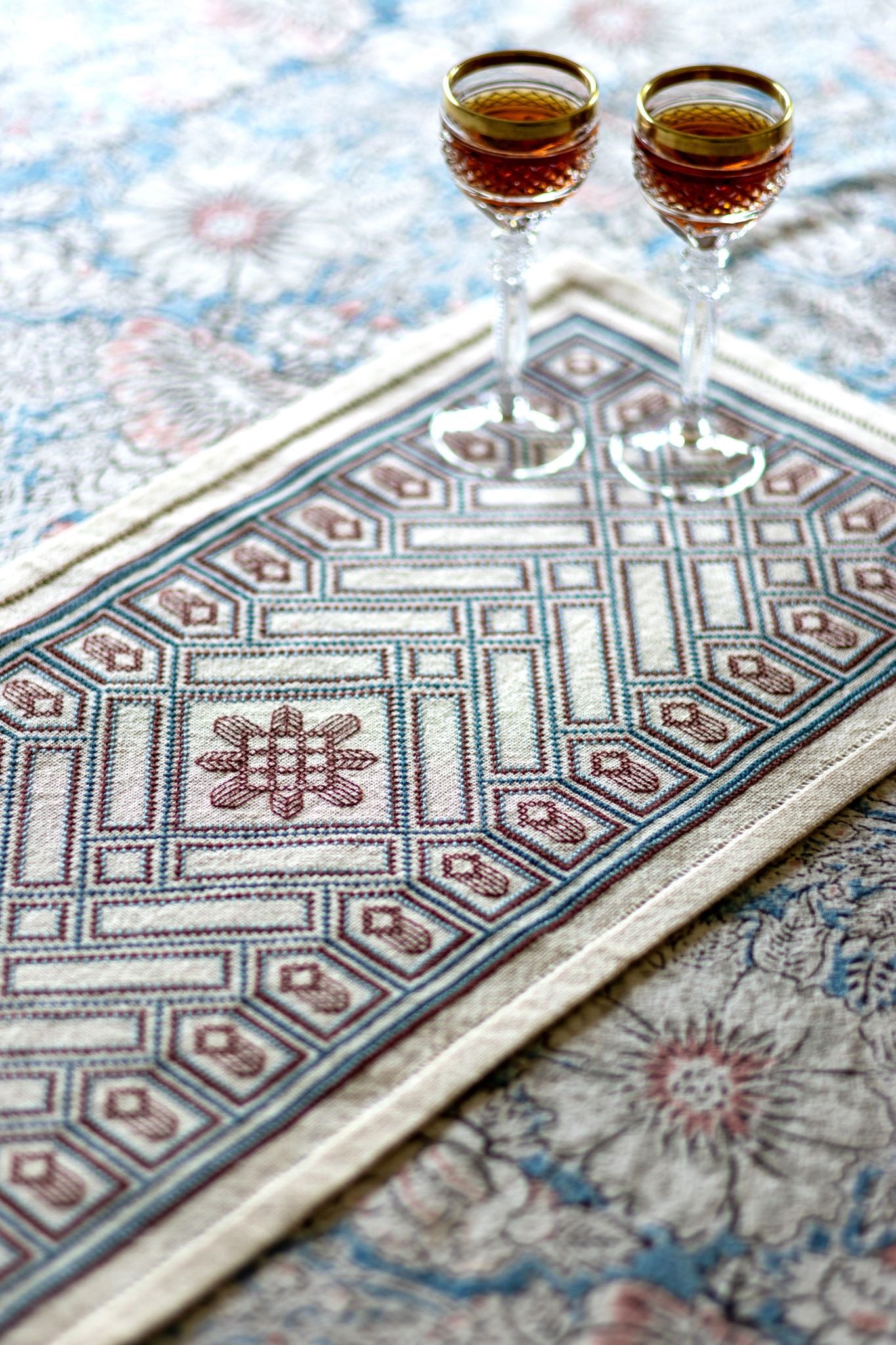 cross stitch folk embroidery table runner