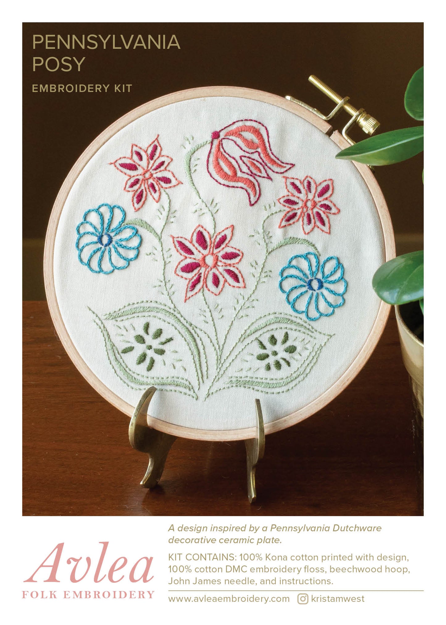 photo of embroidery hoop kit with posy design