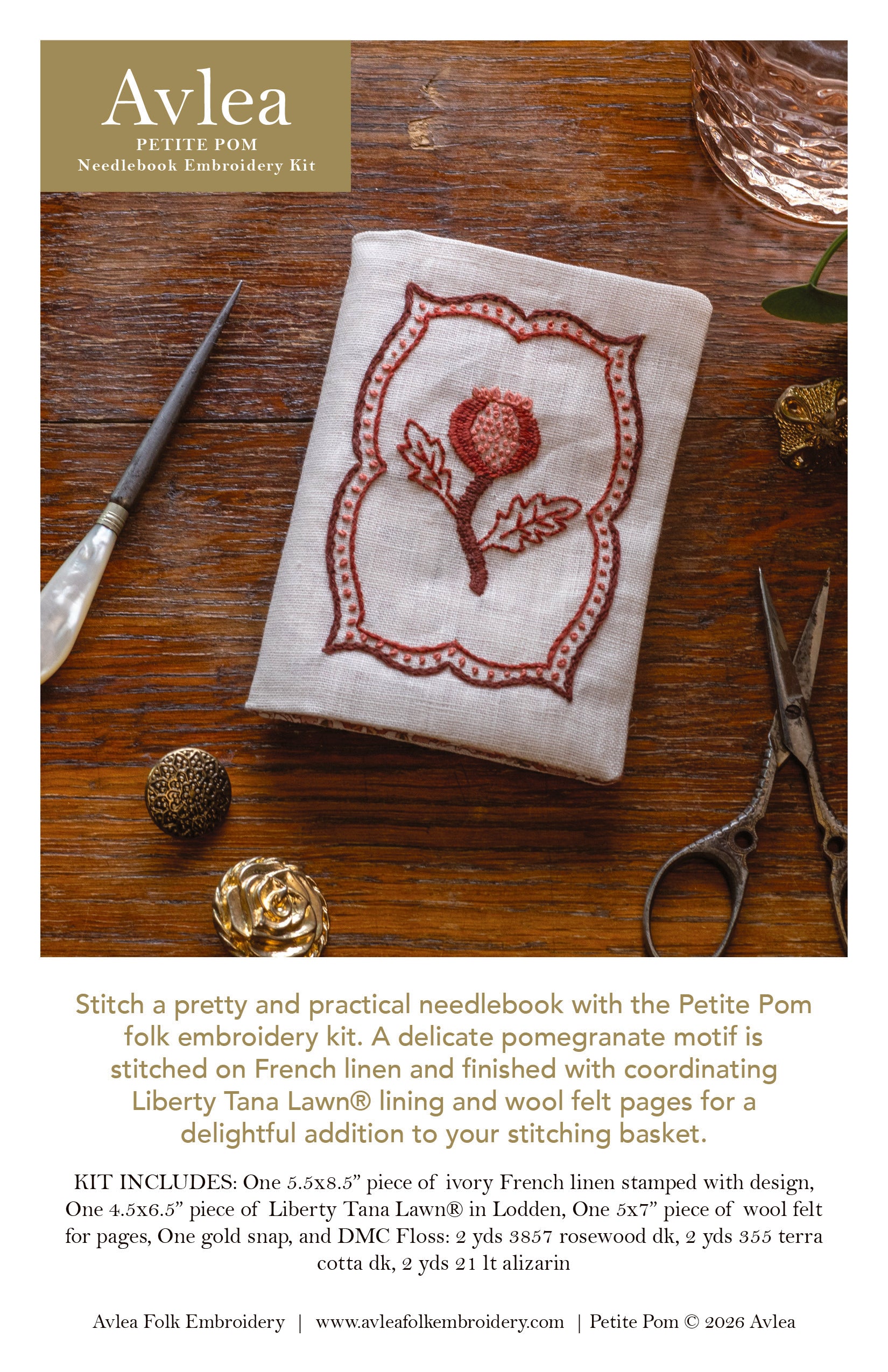 NEW! Petite Pom needlebook embroidery kit – Avlea Folk Embroidery