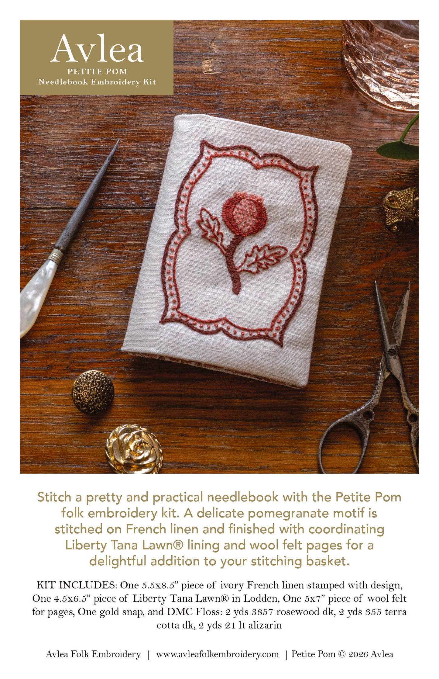 NEW! Petite Pom needlebook embroidery kit