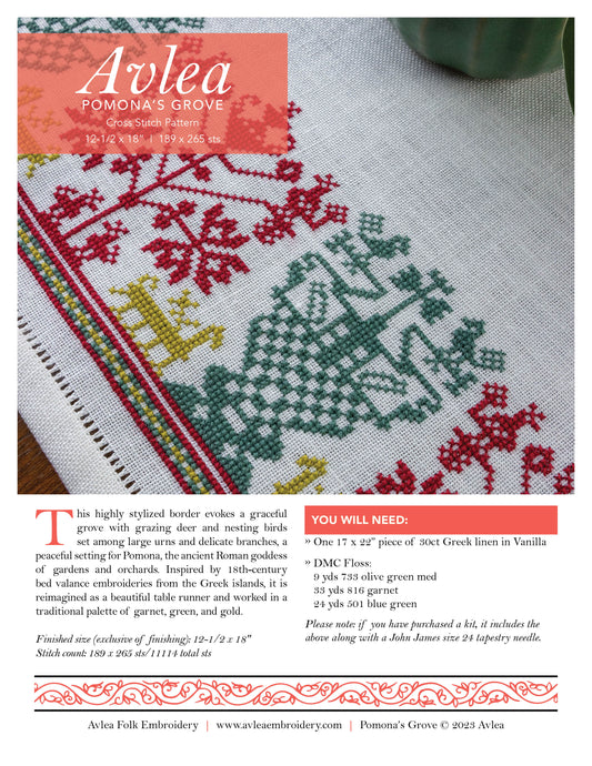 Pomona's Grove cross stitch folk embroidery PDF pattern