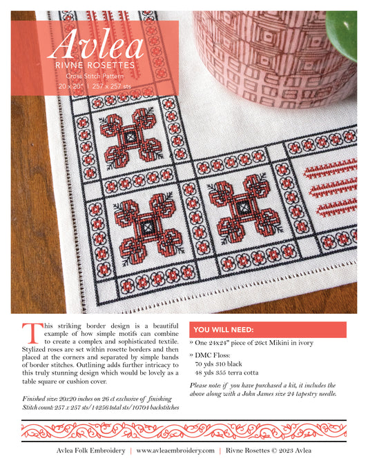 Rivne Rosettes cross stitch folk embroidery PDF pattern