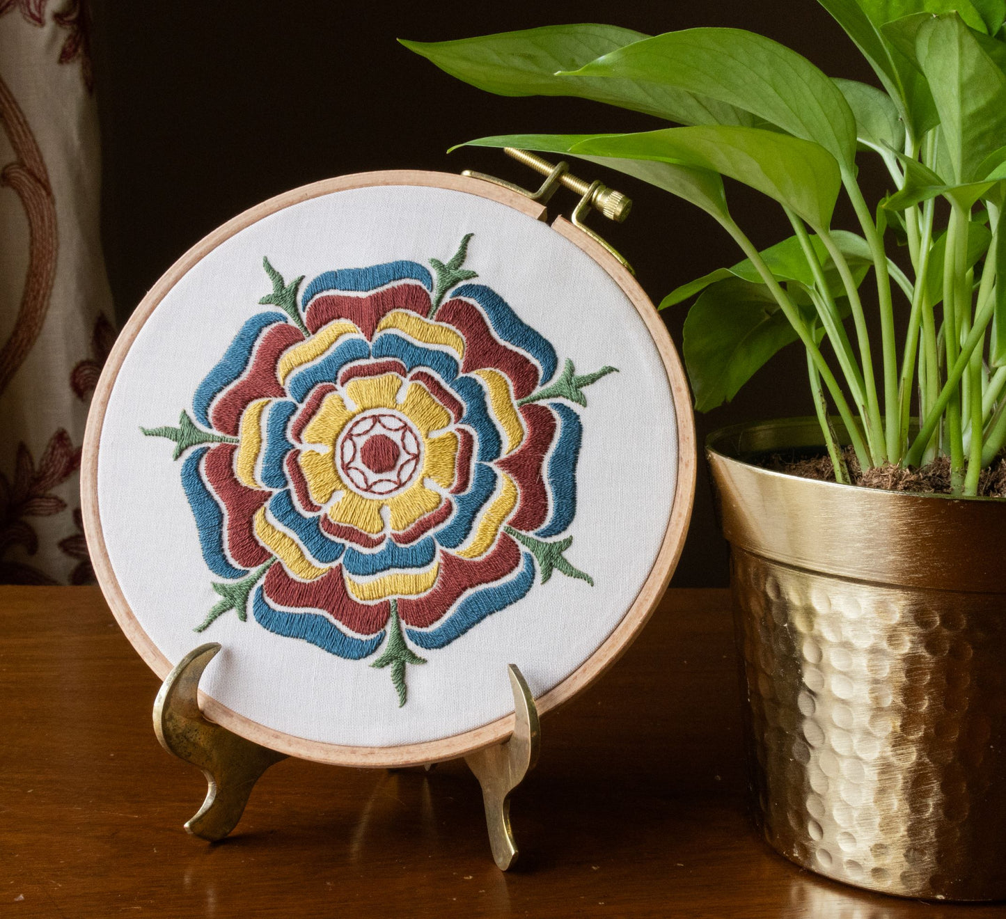 embroidery hoop with rose design