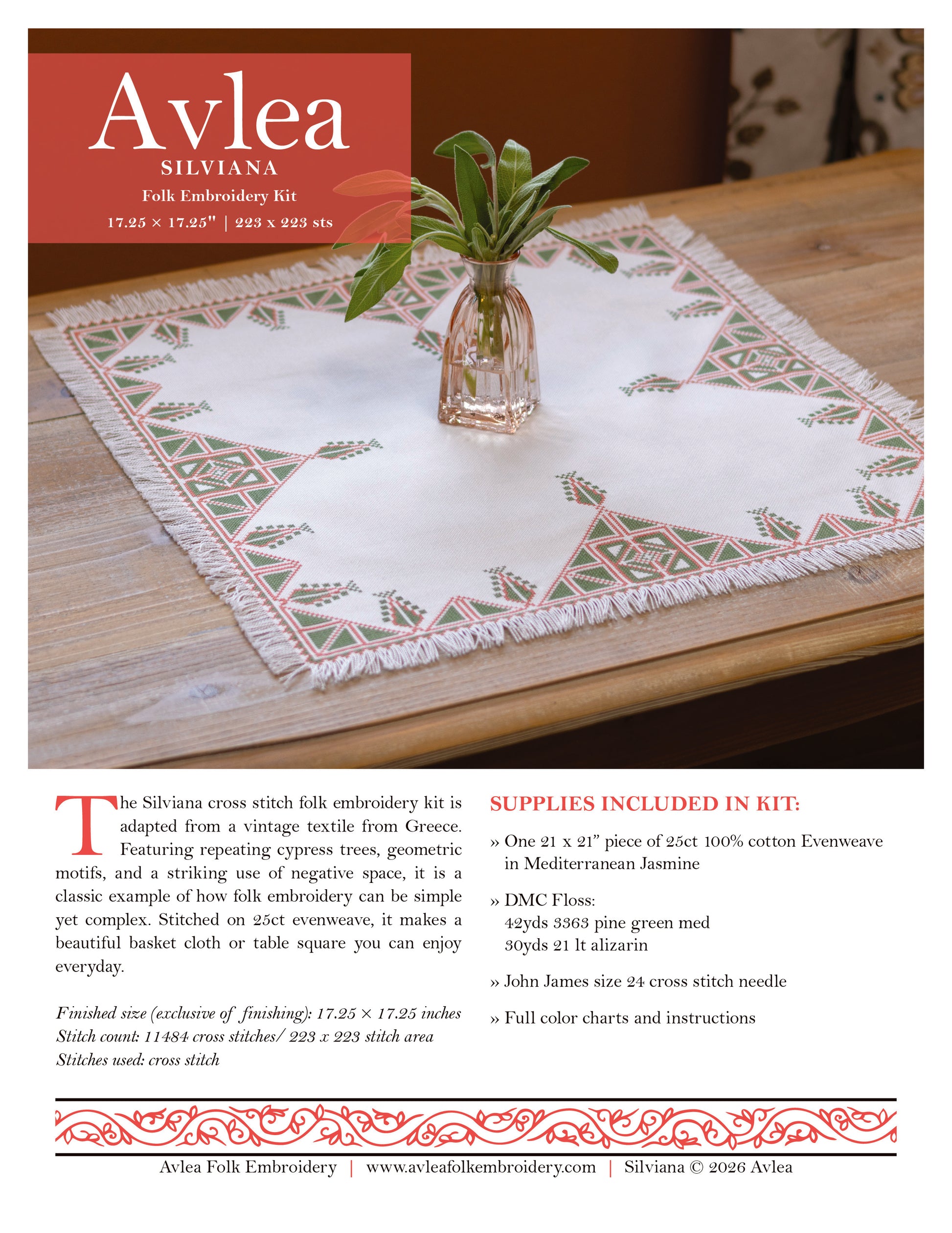 Avlea Folk Embroidery cross stitch folk embroidery pattern Silviana cover image