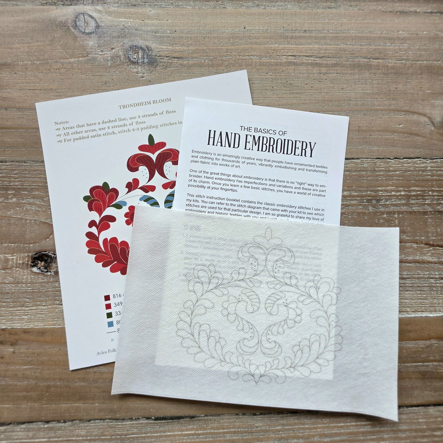 Trondheim Bloom embroidery hoop kit or transfer