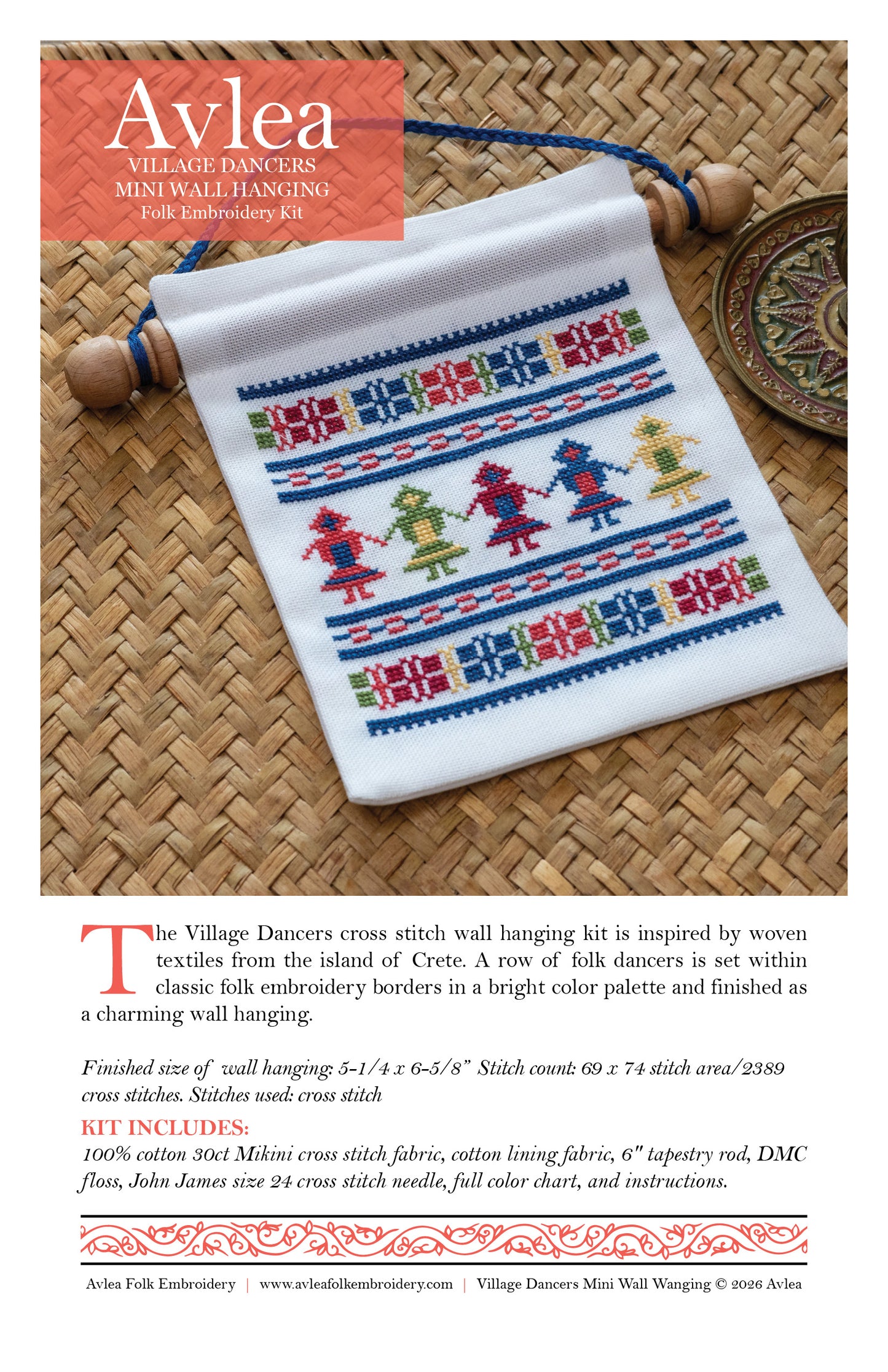 'NEW! Village Dancers Mini Wall Hanging Cross Stitch Kit