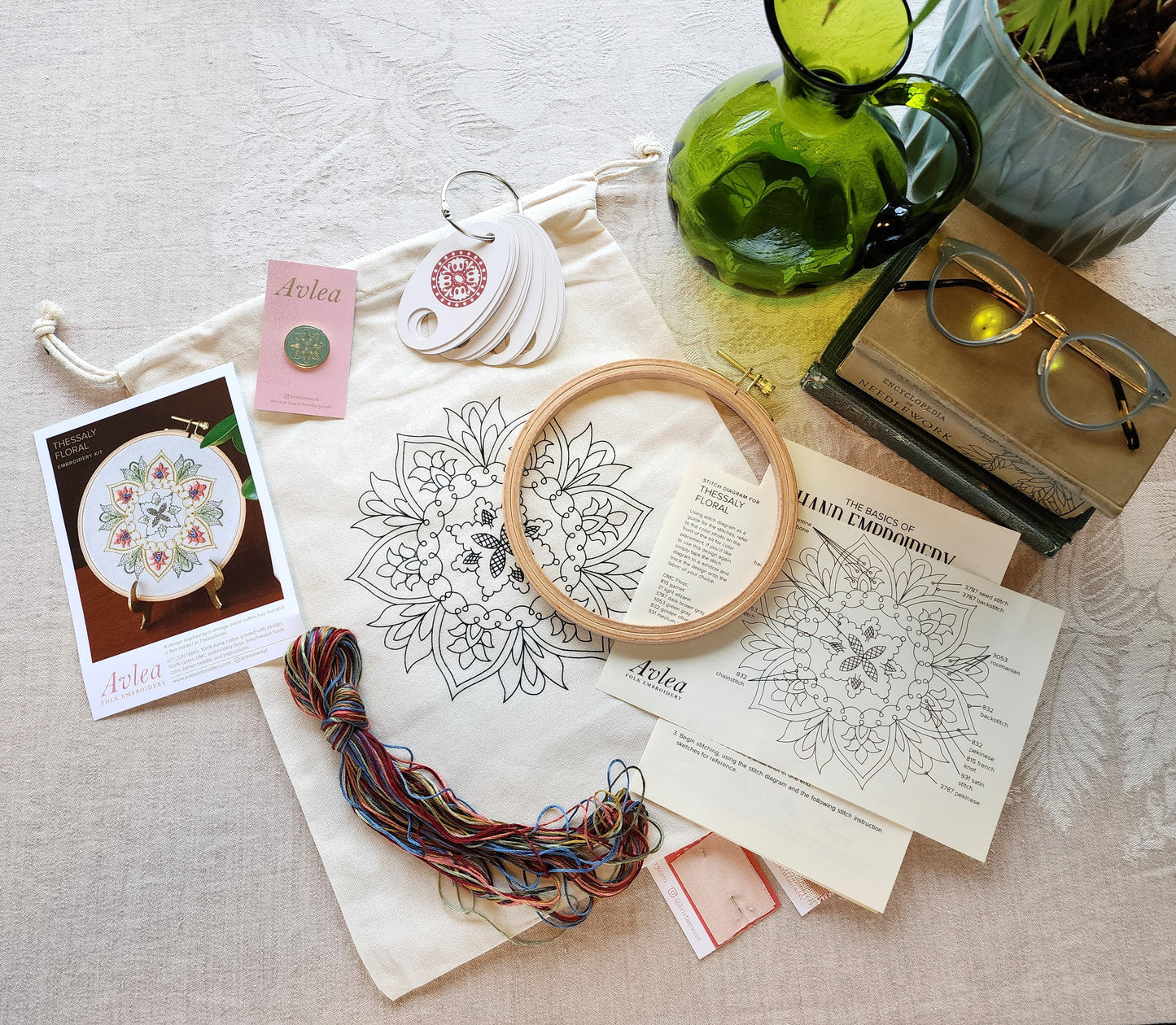 embroidery workbag with floral design