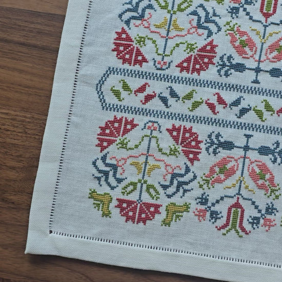 video of the Corfu Wildflowers cross stitch folk embroidery by Avlea Folk Embroidery
